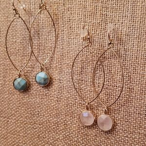 Gold Plated Drop Earrings Enhanced turquoise and c